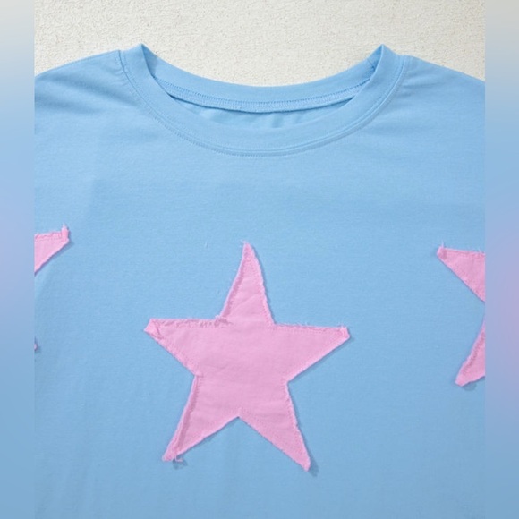Blue and Pink Star Women's Top - Picture 4 of 9